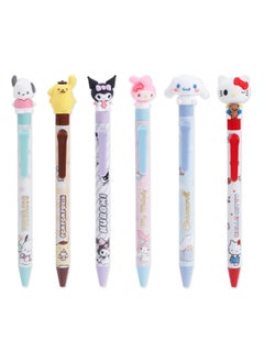 Excefore Anime Cartoon Gel Pen, Kitty Ballpoint Writing Pen, Press Retractable Ballpoint Pen, 6 Pcs Black 0.5mm Gel Pen, for Student School Supplies  - Image 1