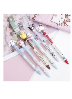 Excefore Anime Cartoon Gel Pen, Kitty Ballpoint Writing Pen, Press Retractable Ballpoint Pen, 6 Pcs Black 0.5mm Gel Pen, for Student School Supplies  - Image 2
