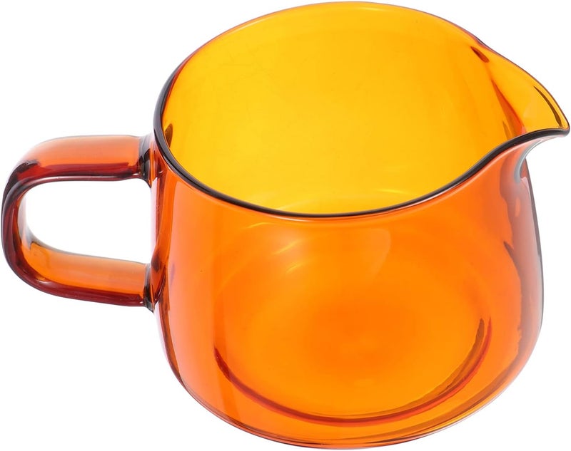 comfrt Glass Creamer Pitcher with Ergonomic Handle Clear Gravy Sauce Boat for Dining Milk Frothing Pitcher Milk Pitcher Cream Pitcher Tea Kettle Coffee Pot Yellow 300ml - Image 1