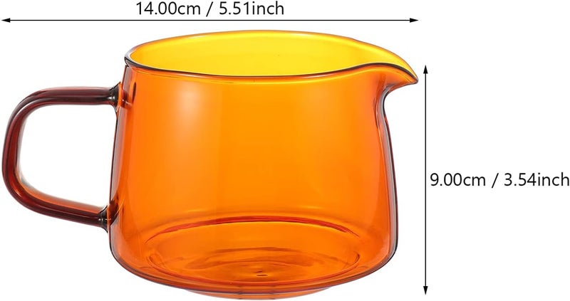 comfrt Glass Creamer Pitcher with Ergonomic Handle Clear Gravy Sauce Boat for Dining Milk Frothing Pitcher Milk Pitcher Cream Pitcher Tea Kettle Coffee Pot Yellow 300ml - Image 2