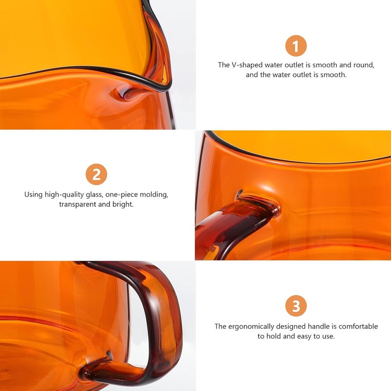 comfrt Glass Creamer Pitcher with Ergonomic Handle Clear Gravy Sauce Boat for Dining Milk Frothing Pitcher Milk Pitcher Cream Pitcher Tea Kettle Coffee Pot Yellow 300ml - Image 5
