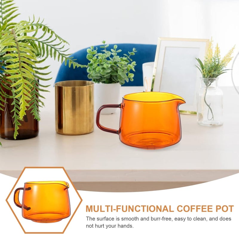 comfrt Glass Creamer Pitcher with Ergonomic Handle Clear Gravy Sauce Boat for Dining Milk Frothing Pitcher Milk Pitcher Cream Pitcher Tea Kettle Coffee Pot Yellow 300ml - Image 4