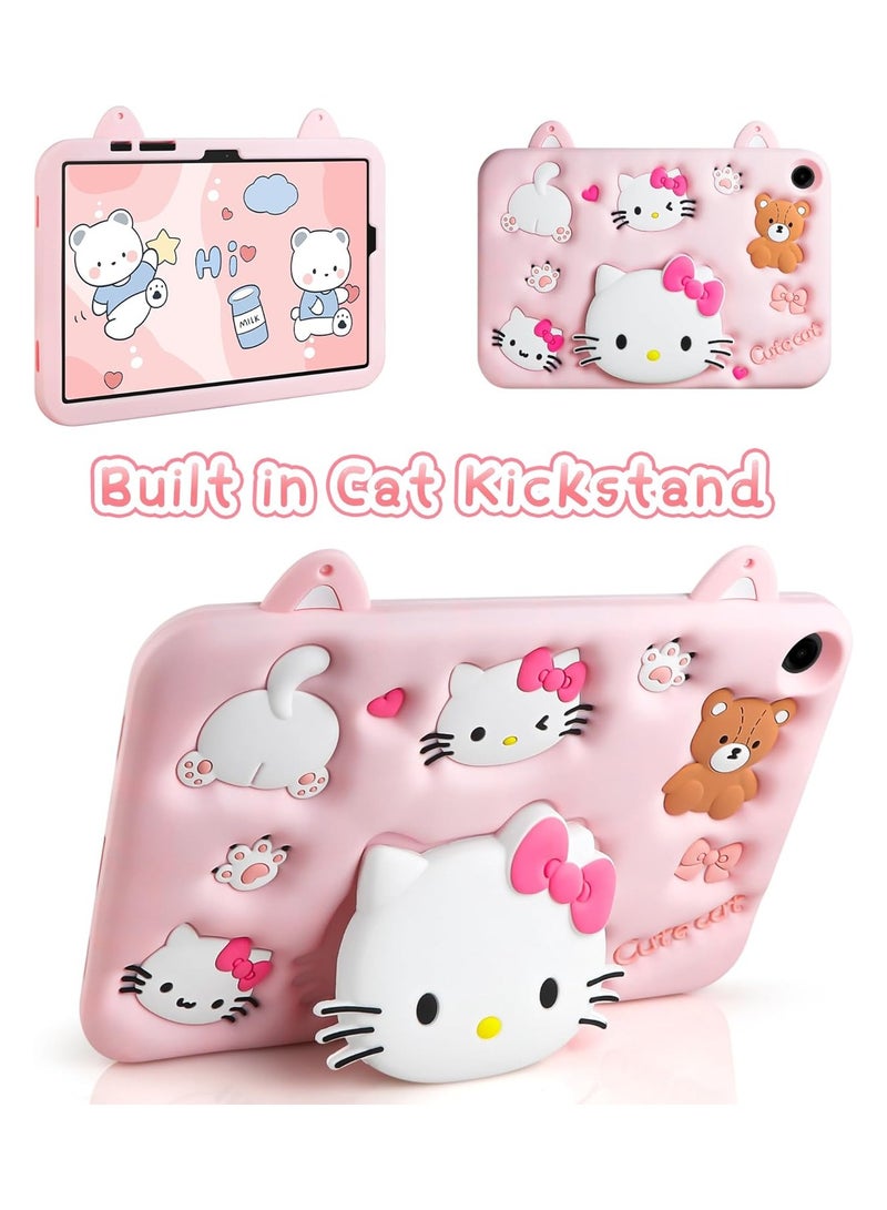 general For Samsung Galaxy Tab A9 Plus Case for Kids Girls with Screen Protector Shoulder Strap Cute Cat Protective Case Stand Stand Cartoon Silicone Case - Image 3