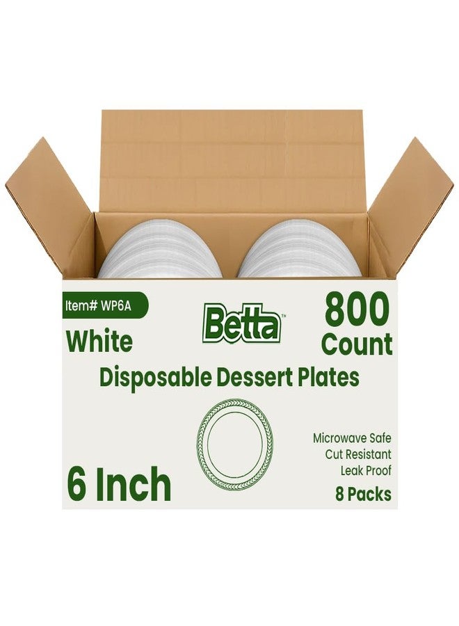 BETTA أطباق حلوى بلاستيكية disposable بقطر 6 إنش، بيضاء، 800 قطعة، علبة بالجملة للمدارس، وغرف الاستراحة، والكافيتيريا، آمنة للاستخدام في الميكروويف (8 عبوات في كل صندوق x100) - Image 3