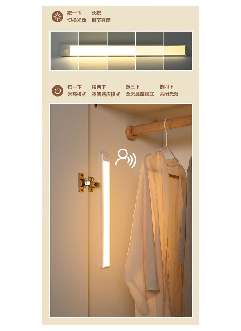 Multifunctional Induction Long Style Light Bar - 30CM Warm Light, Motion Sensing, Adjustable Brightness & Color Temperature, USB Rechargeable, Ideal for Home & Dorm Use