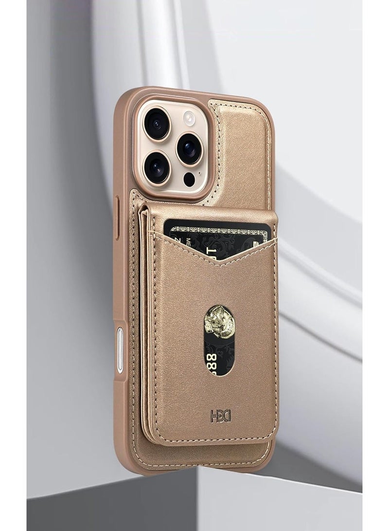 Detachable Wallet Back Case/Cover Stand with Magnetic Charging for iPhone 16 Pro Max - (Desert Titanium |Leather, Rubber) - Image 2