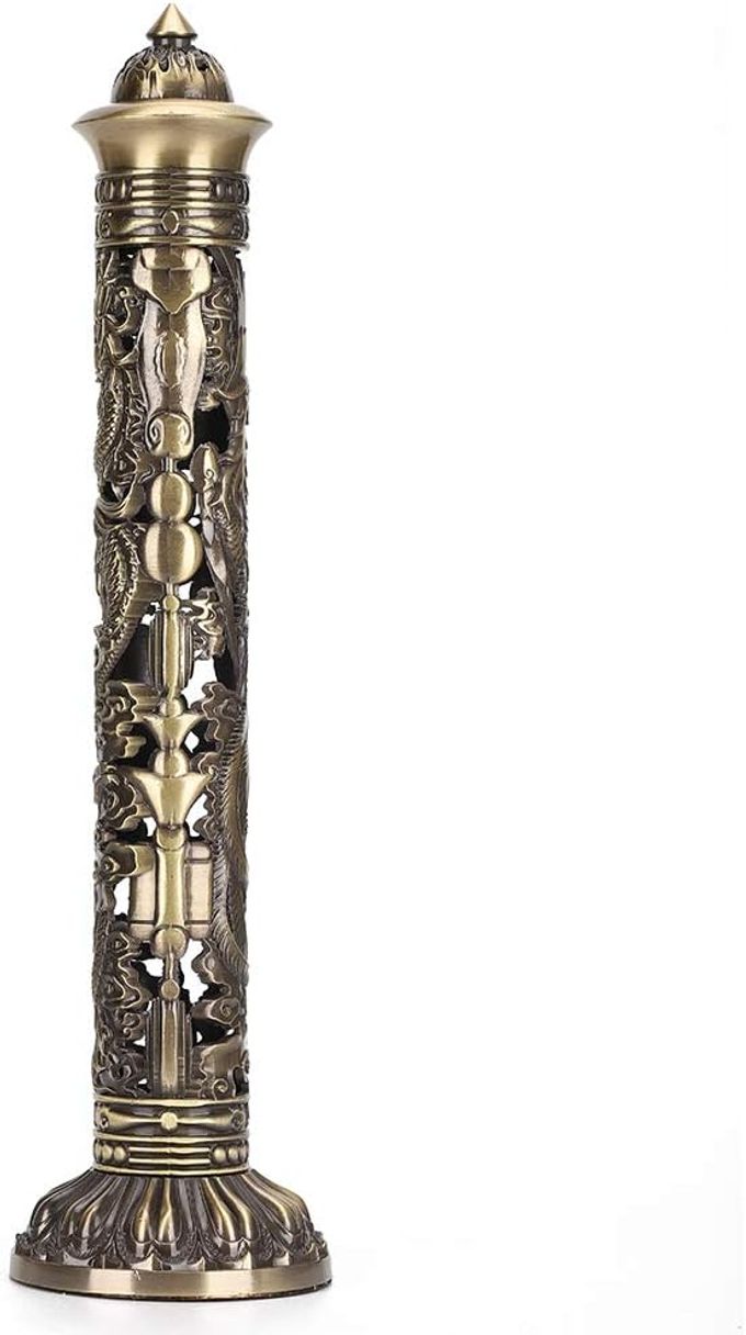 INCENSE TOWER HOLDERPORTABLE BRONZE DRAGON PHOENIX RELIEF RETRO NOSTALGIA VERTICAL STICK INCENSE HOLDER WITH CRAFT STORAGE BOX ASH CATCHER STICKS INCENSE HOLDER FOR HOME