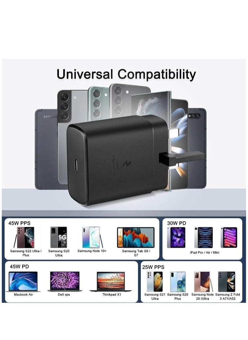 شاحن سامسونج فائق السرعة 45 واط مع كابل USB-C بطول 5 أقدام: محول نوع-C لجهاز Galaxy S23 Ultra وS23 وS23+ وS22 وS22 Ultra - Image 4