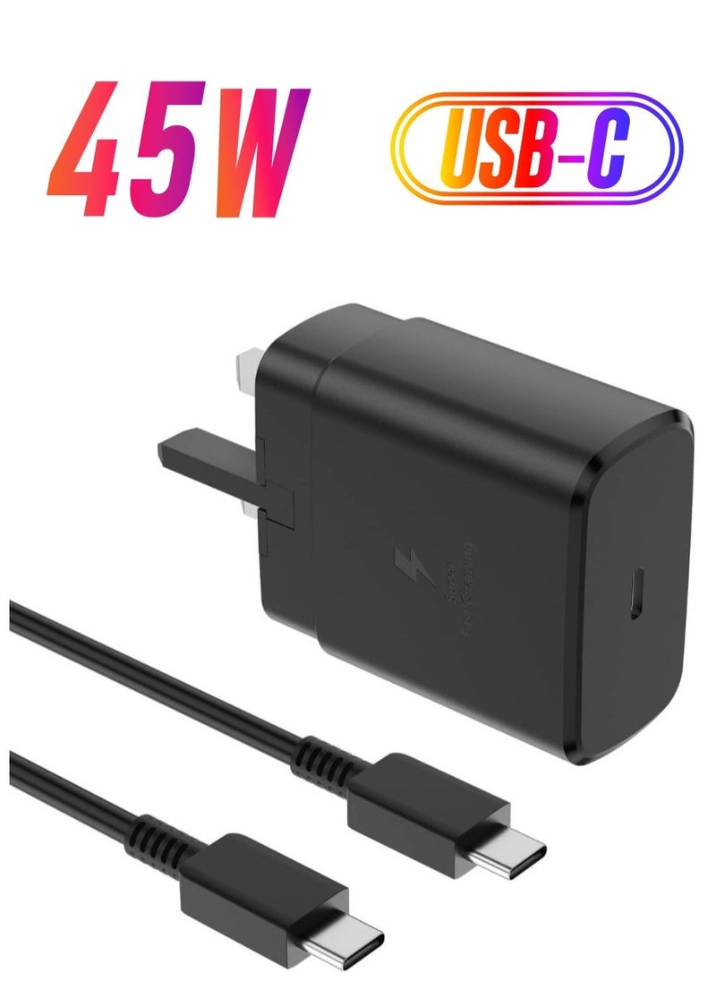 شاحن سامسونج فائق السرعة 45 واط مع كابل USB-C بطول 5 أقدام: محول نوع-C لجهاز Galaxy S23 Ultra وS23 وS23+ وS22 وS22 Ultra - Image 1