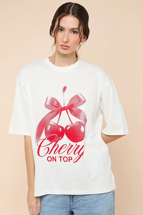 R&b Printed T-Shirt with Crew Neck and Short Sleeves