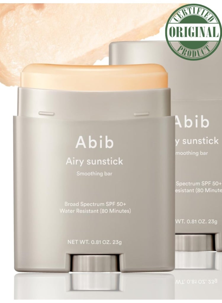 ابيب عبوة واقي الشمس Abib Airy Sunstick Smoothing Bar SPF50 – حماية غير لاصقة بلمسة نهائية مطفأة للوجه والجسم، سُنستيك كوري طويل الأمد - Image 1
