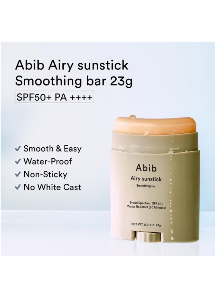 ابيب عبوة واقي الشمس Abib Airy Sunstick Smoothing Bar SPF50 – حماية غير لاصقة بلمسة نهائية مطفأة للوجه والجسم، سُنستيك كوري طويل الأمد - Image 3