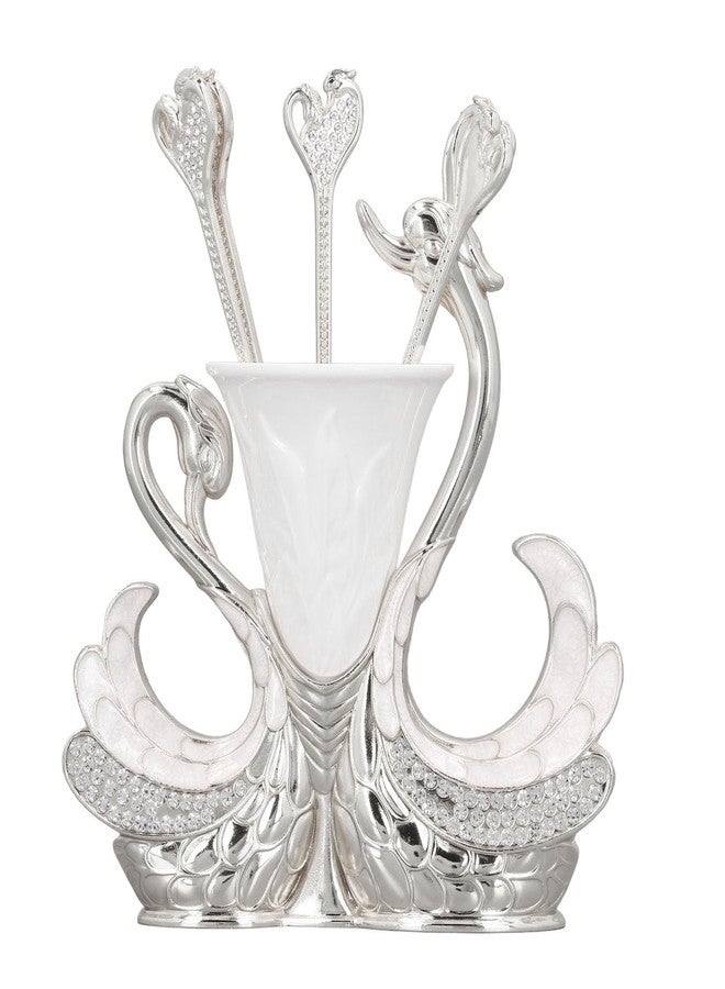Fockety Coffee Dessert Spoon Fork Set, Swan Base Holder Dinnerware Set with 6 Spoons, Luxury Exquisite Elegant Swan Shape Spoon Holder, Zinc Alloy Decorative Swan Flatware for Coffee - Image 5
