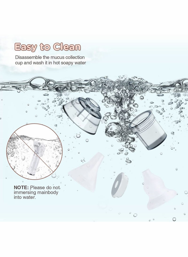 Excefore شفاط أنف الأطفال، مصاصة أنف كهربائية للأطفال، منظف أنف تلقائي للأطفال مع 4 فوهات سيليكون و 3 مستويات شفط، مصاصة أنف قابلة لإعادة الشحن للمواليد الجدد، الأطفال الصغار، الرضع (أبيض) - Image 5