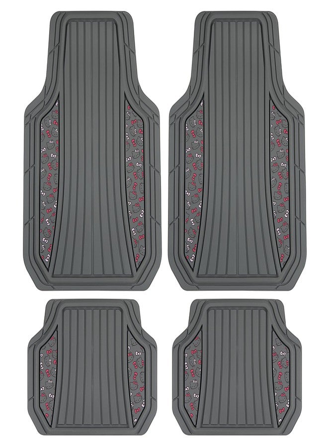 Carbella Hello Kitty Car Mats 4pc Floor Mats for Cars Trucks SUVs Grey Car Floor Mats for Women Men Accessories Rubber Heavy Duty Cute Non-Slip Always Front Rear Hello Kitty Cars Accessories Gray/Pink - Image 1