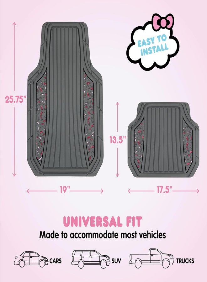 Carbella Hello Kitty Car Mats 4pc Floor Mats for Cars Trucks SUVs Grey Car Floor Mats for Women Men Accessories Rubber Heavy Duty Cute Non-Slip Always Front Rear Hello Kitty Cars Accessories Gray/Pink - Image 3