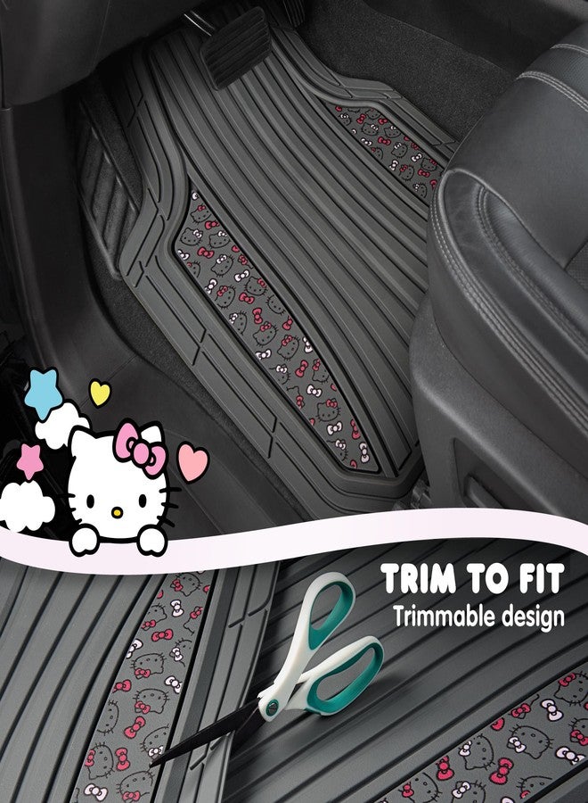 Carbella Hello Kitty Car Mats 4pc Floor Mats for Cars Trucks SUVs Grey Car Floor Mats for Women Men Accessories Rubber Heavy Duty Cute Non-Slip Always Front Rear Hello Kitty Cars Accessories Gray/Pink - Image 4