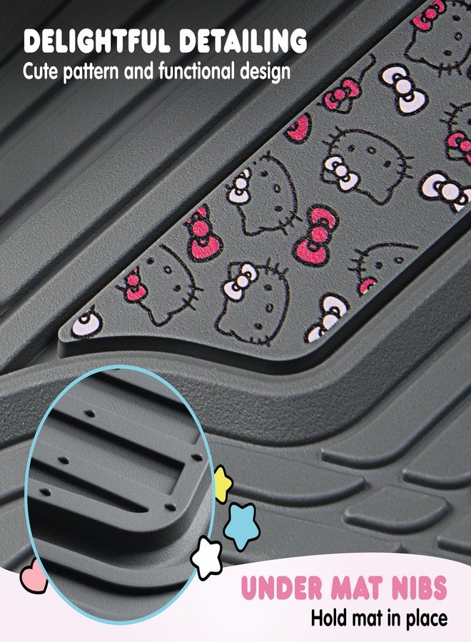 Carbella Hello Kitty Car Mats 4pc Floor Mats for Cars Trucks SUVs Grey Car Floor Mats for Women Men Accessories Rubber Heavy Duty Cute Non-Slip Always Front Rear Hello Kitty Cars Accessories Gray/Pink - Image 5