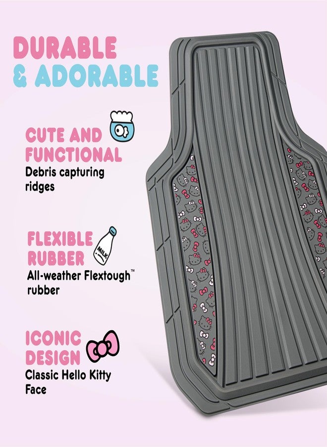 Carbella Hello Kitty Car Mats 4pc Floor Mats for Cars Trucks SUVs Grey Car Floor Mats for Women Men Accessories Rubber Heavy Duty Cute Non-Slip Always Front Rear Hello Kitty Cars Accessories Gray/Pink - Image 2