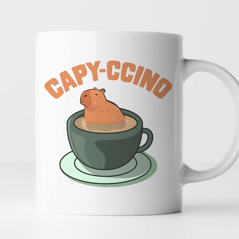 VIGAT Capyccino Coffee Mug Funny Capybara Mug Cute Capybara Tea Mug Capybara Lover Mug Capybara Fan Mug Ceramic Glossy Mug Gift for Family Friends Coworkers 11 Oz