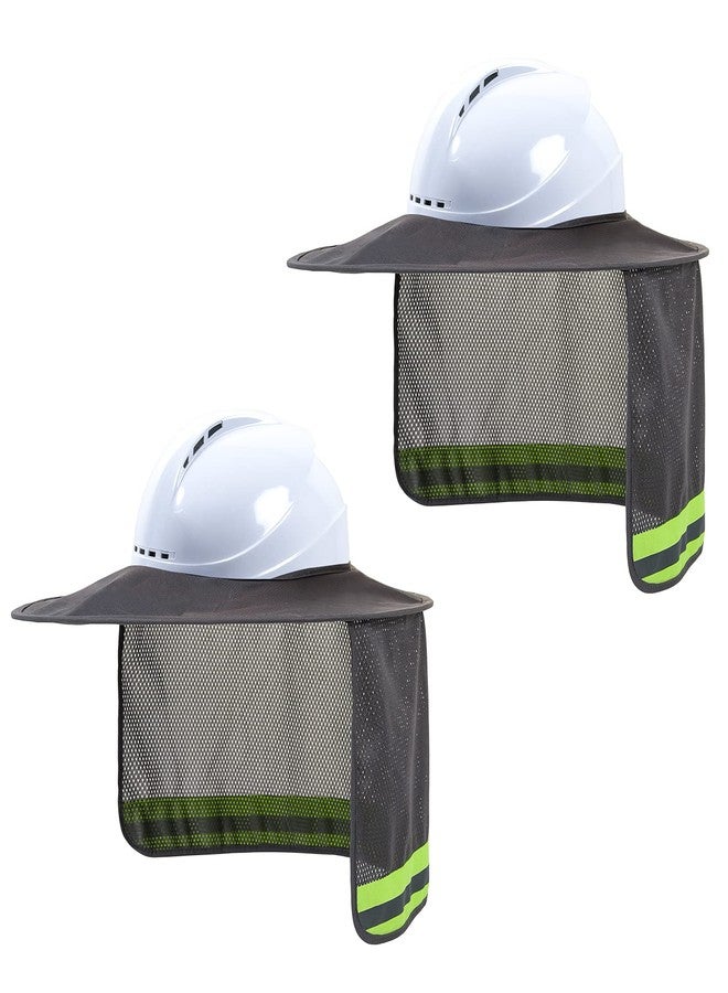 LIZMOF Hard Hat Sun Shade, High Visibility Sun Visor Neck Shade with Reflective Strip, Hard Hat Accessories, Full Brim, Man& Woman (Hard Hat Not Included), Grey, 2 Pack - Image 1