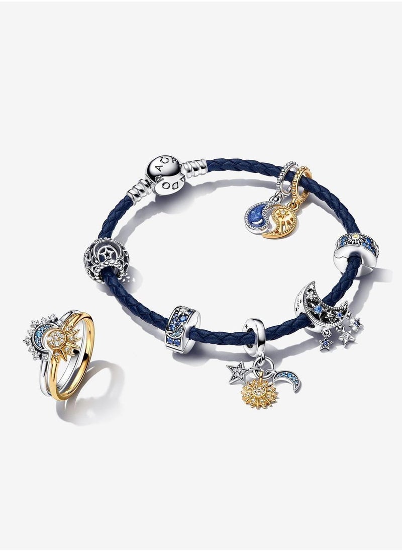 PANDORA Pandora Moments Round Clasp Blue Braided Leather Bracelet  - Image 3