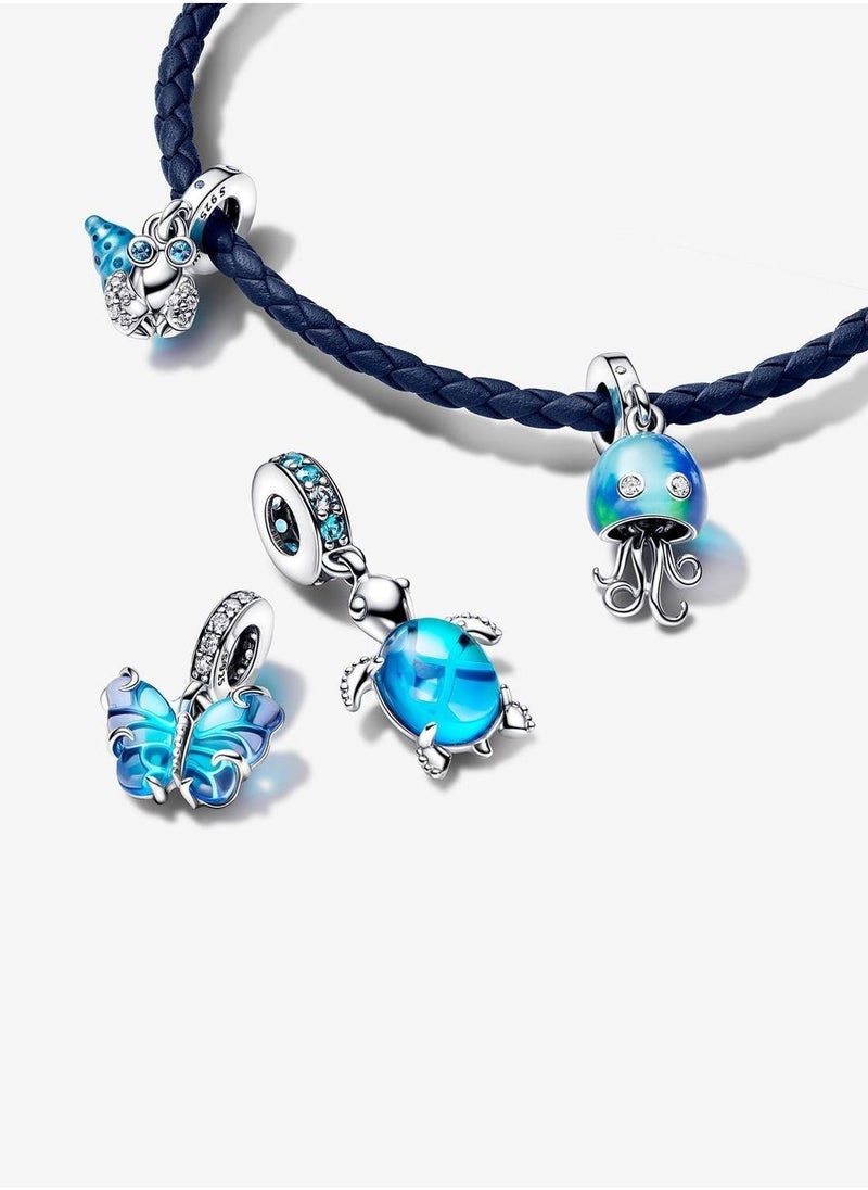 PANDORA Pandora Moments Round Clasp Blue Braided Leather Bracelet  - Image 4