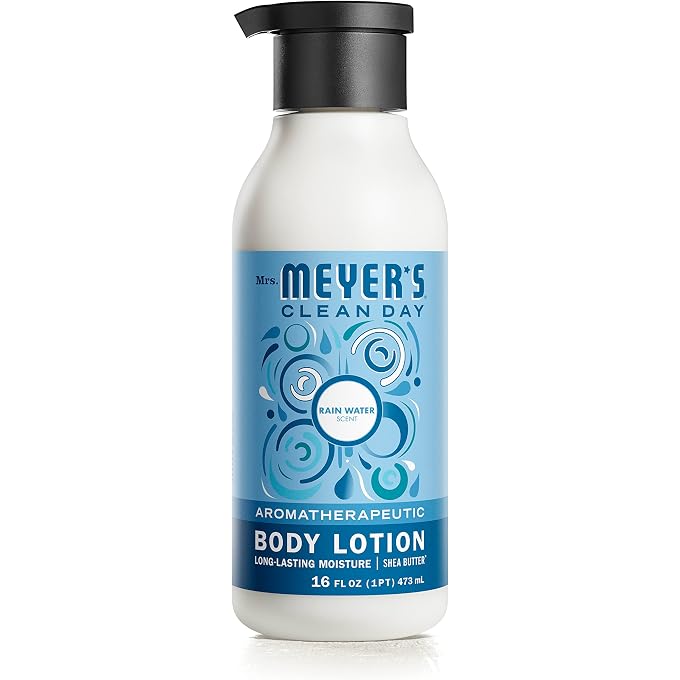 Mrs. Meyer's Body Lotion for Dry Skin, Non-Greasy Moisturizer Made with Essential Oils, Rain Water, 15.5 oz - Image 1