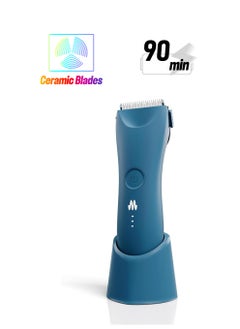 Meridian The Trimmer Plus - Body Hair Manscaping Trimmer, Adjustable Guard, USB C Charging, Flash Light, Travel Lock, Charging Dock, Bikini Trimmer, Mens Body Hair Trimmer Ocean Blue  - Image 1