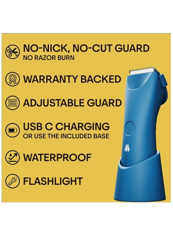 Meridian The Trimmer Plus - Body Hair Manscaping Trimmer, Adjustable Guard, USB C Charging, Flash Light, Travel Lock, Charging Dock, Bikini Trimmer, Mens Body Hair Trimmer Ocean Blue - Image 2