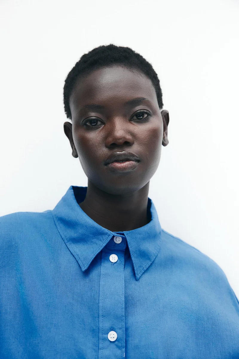 H&M Oversized linen-blend shirt