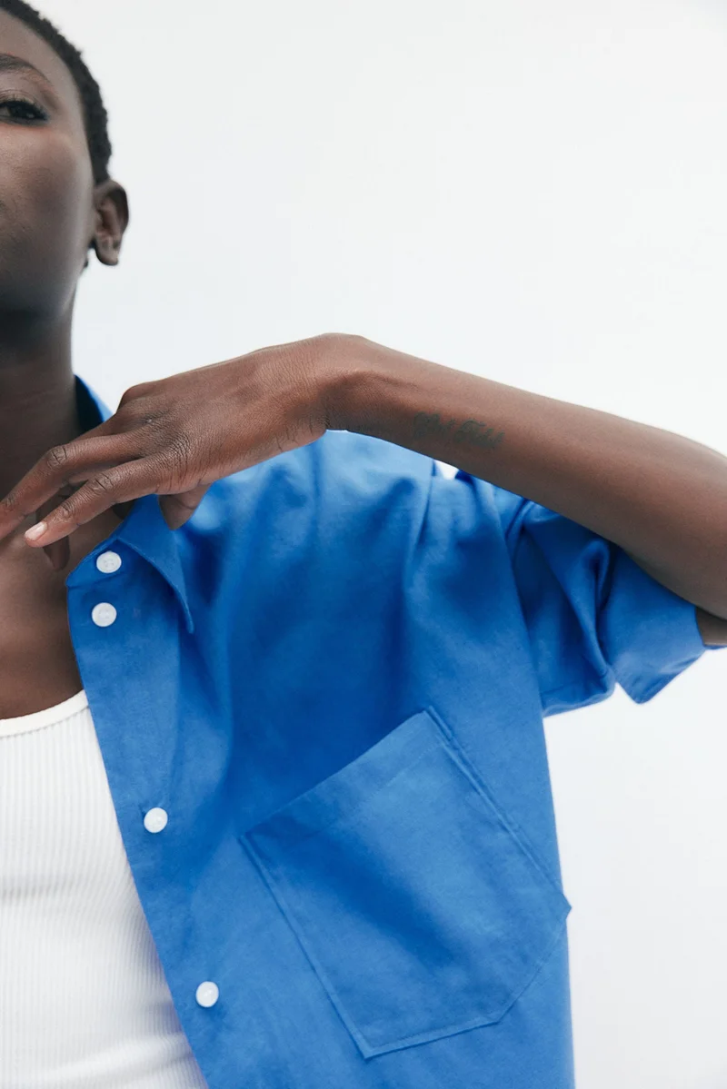 H&M Oversized linen-blend shirt