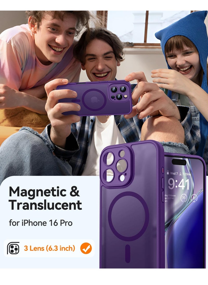 Magnetic Compatible with iPhone 16 Pro Case, Upgraded [Full Camera Protection] [Compatible with Magsafe] [Translucent Matte] Shockproof Protective Phone Case Cover 6.3 Inch - Deep Purple - pzsku/Z5D15FB711F26CB78A853Z/45/_/1733565678/d6d3288b-9e0a-4017-9311-1a76f29751e4