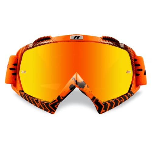 NENKI Dirt Bike Goggles for Men Women Motocross Goggles Motorcycle Goggles MX ATV Goggles Off Road Goggles with Anti Fog Lens UV Protection for Adult Orange Tinted Lens - Image 1
