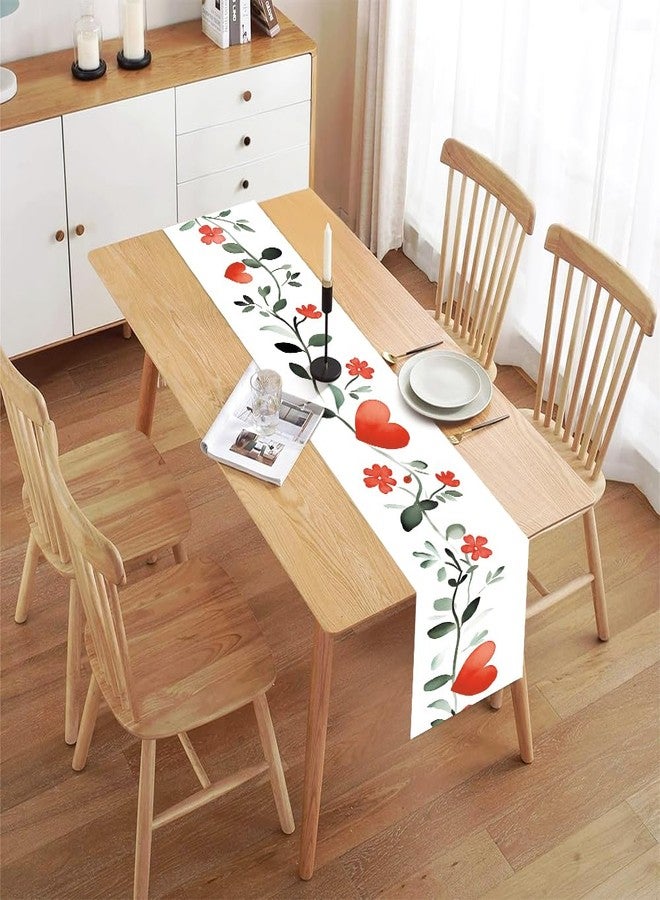 ANNA QUEEN Heart Floral Mother's Day Table Runner 13x72 Inch, Red and Pink Heart Floral, Romantic Table Decor for Kitchen Dining Table, Party Home Decor - Image 3
