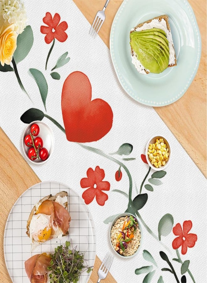 ANNA QUEEN Heart Floral Mother's Day Table Runner 13x72 Inch, Red and Pink Heart Floral, Romantic Table Decor for Kitchen Dining Table, Party Home Decor - Image 4
