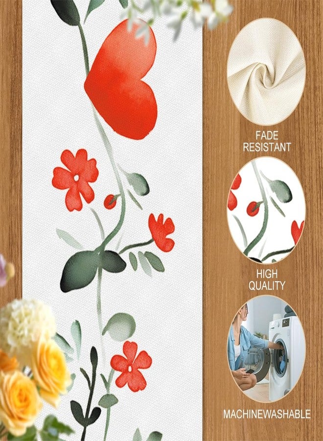 ANNA QUEEN Heart Floral Mother's Day Table Runner 13x72 Inch, Red and Pink Heart Floral, Romantic Table Decor for Kitchen Dining Table, Party Home Decor - Image 5