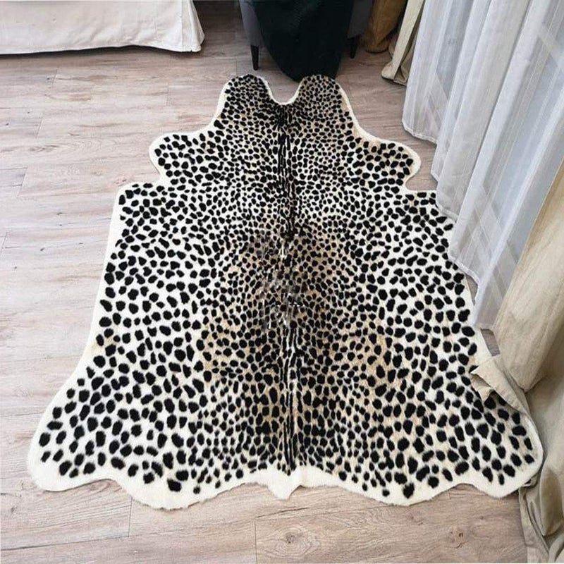 Leopard Print Rug Faux Fur Cheetah Rug Cowhide Animal Skin Mat Carpet for Office Livingroom Bedroom NonSlip Home Decor 40x37Inch 32x31Ft