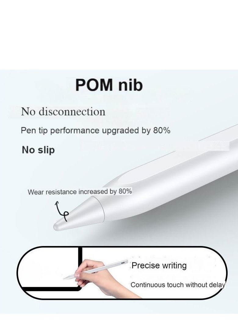 TecV Stylus Pen for Apple iPad (2018 & Later), Palm Rejection, Magnetic Attachment, USB-C Rechargeable, Precise Writing/Drawing, Compatible with iPad Pro (11/12.9 Inch), iPad Air 3rd/4th Gen, iPad 6/7/8th Gen, iPad Mini 5th Gen, No Bluetooth Needed, with 3 Nib Tips + Charging Cable + Manual – White  - Image 3