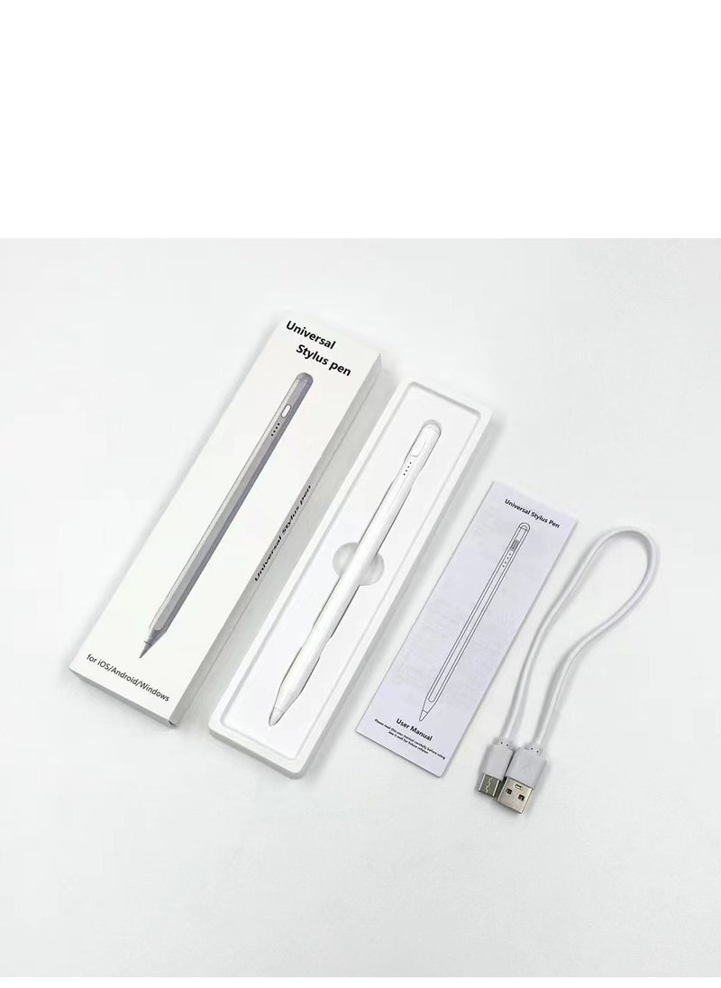 Stylus Pen for Apple iPad (2018 & Later), Palm Rejection, Magnetic Attachment, USB-C Rechargeable, Precise Writing/Drawing, Compatible with iPad Pro (11/12.9 Inch), iPad Air 3rd/4th Gen, iPad 6/7/8th Gen, iPad Mini 5th Gen, No Bluetooth Needed, with 3 Nib Tips + Charging Cable + Manual – White