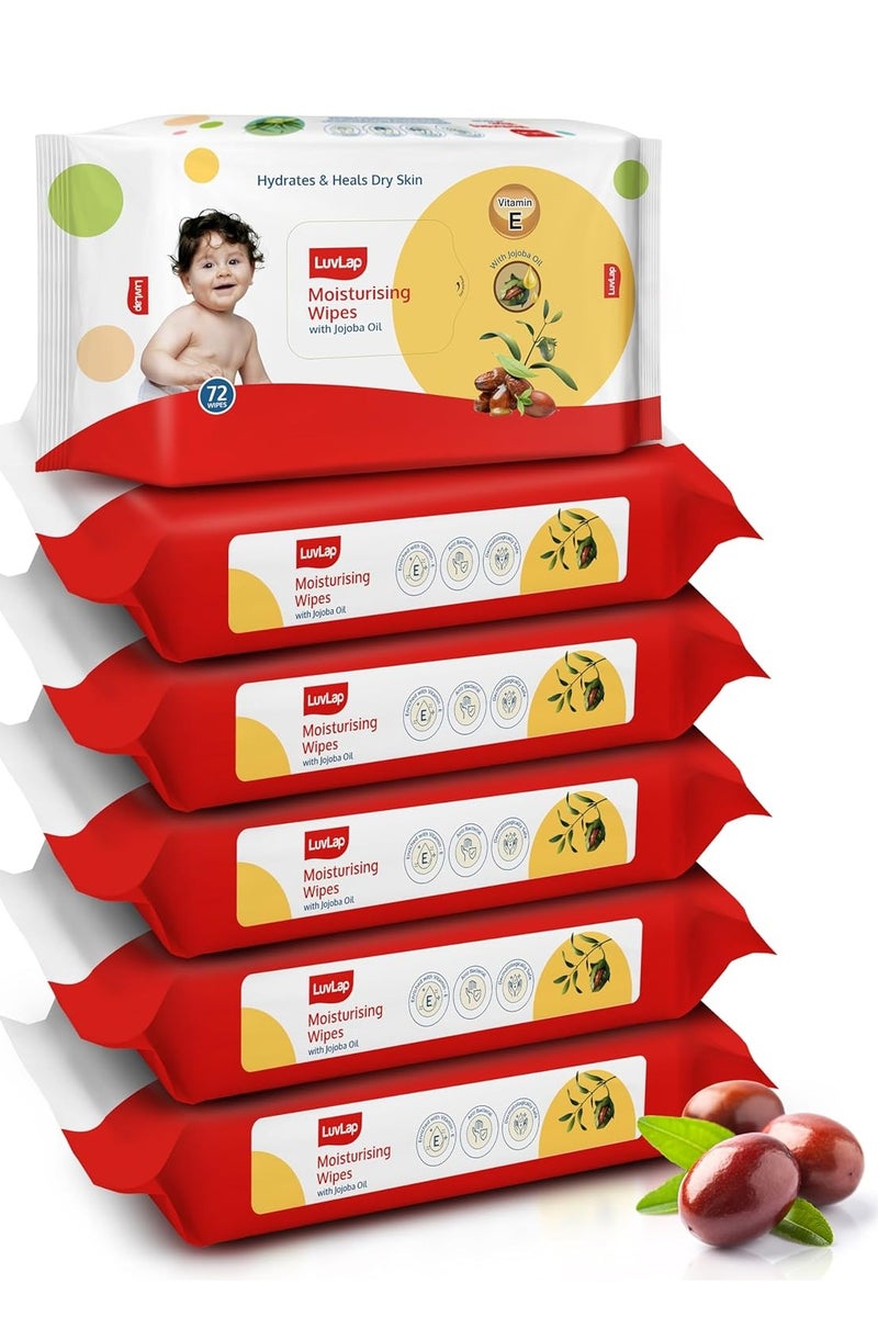 Luvlap Luv Lap Moisturising Wet Wipes without Lid For Baby Skin  72 Wipes, pack of 6 - Image 1