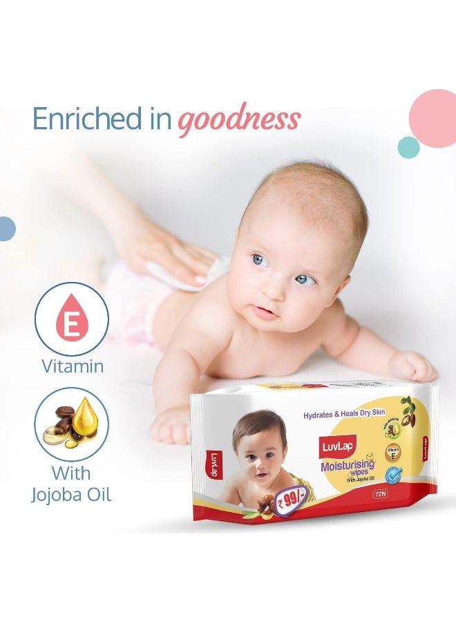 Luvlap Luv Lap Moisturising Wet Wipes without Lid For Baby Skin  72 Wipes, pack of 6 - Image 3