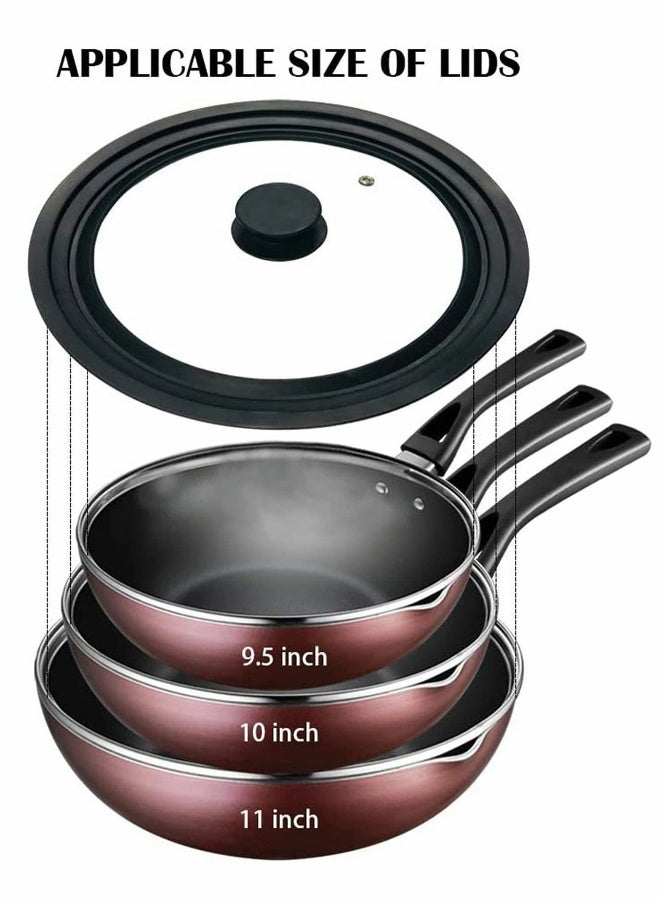 Universal Lid for Pots and Pans, Universal Lid Tempered Glass Lid for Skillet Frying Pan Cover silicone Pan Lids  - Image 3