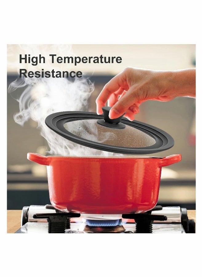 Universal Lid for Pots and Pans, Universal Lid Tempered Glass Lid for Skillet Frying Pan Cover silicone Pan Lids  - Image 2