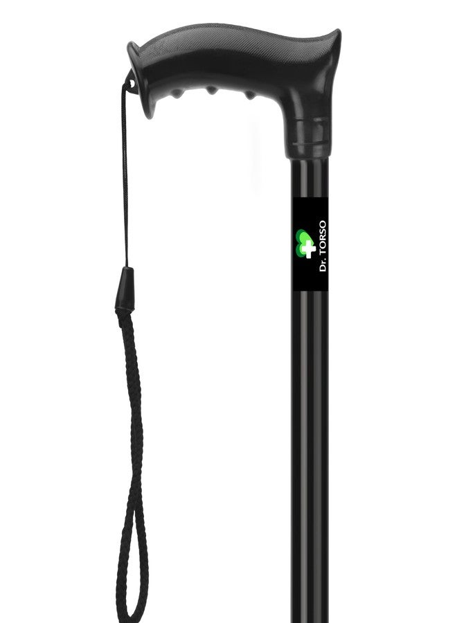 عصا المشي دكتور تورسو بقاعدة ذاتية الوقوف وارتفاع قابل للتعديل، هيكل من الفولاذ الطري للرجال/النساء والمرضى وكبار السن (أسود) - Image 4