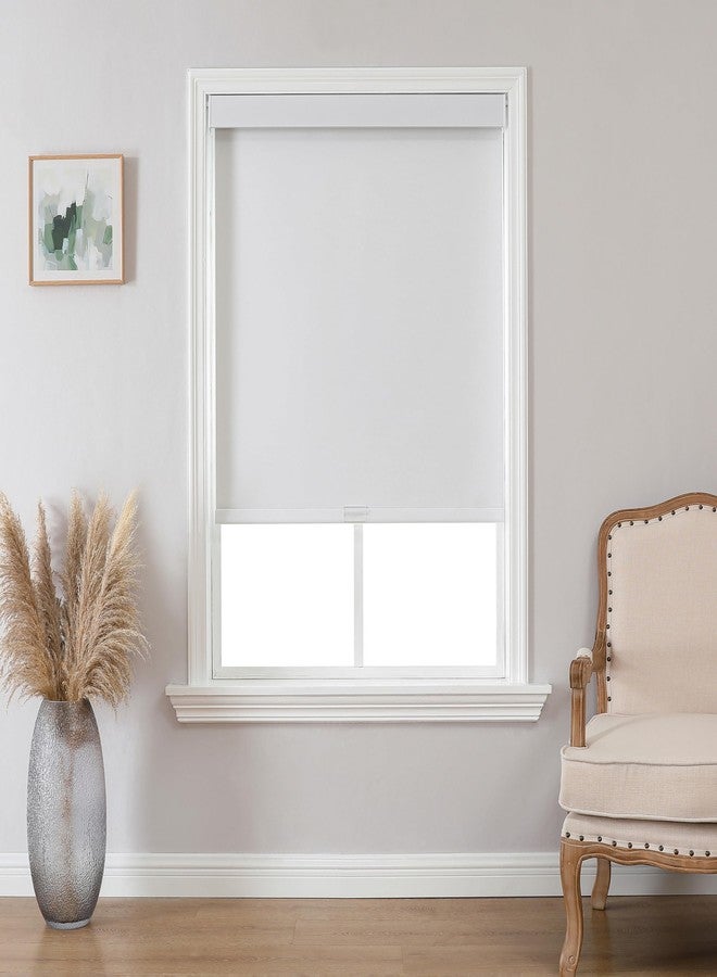 Joydeco 100% Blackout Roller Shades (Pro), Free-Stop Cordless Blinds for Windows, UV Protection, Natural Woven Blinds for Home and Office, Light-Proof Aluminum Cover (34" W x 75" H, White) - Image 1