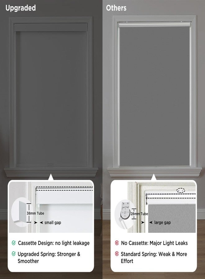 Joydeco 100% Blackout Roller Shades (Pro), Free-Stop Cordless Blinds for Windows, UV Protection, Natural Woven Blinds for Home and Office, Light-Proof Aluminum Cover (34" W x 75" H, White) - Image 2