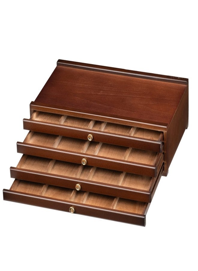 MEEDEN 4-Drawer Art Supply Storage Box - Large Capacity Multi-Function Beech-Wood Pencil Box with Drawer & Compartments for Organizing Pastels, Pencils, Pens, Markers, Brushes & Stamp, Walnut - Image 1