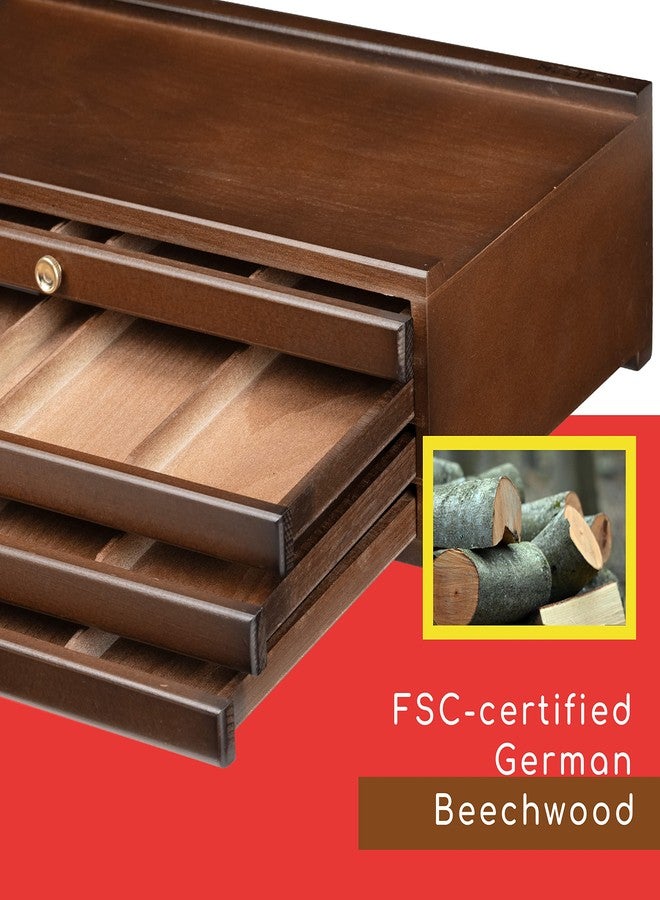 MEEDEN 4-Drawer Art Supply Storage Box - Large Capacity Multi-Function Beech-Wood Pencil Box with Drawer & Compartments for Organizing Pastels, Pencils, Pens, Markers, Brushes & Stamp, Walnut - Image 3