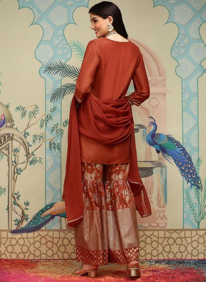 آي شين طقم كورتا وسراويل بطبعة إيشين بياقة مستديرة مع دوباتا - Image 4